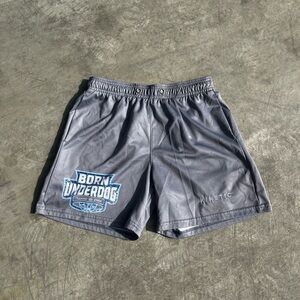 Gray Athletic Shorts with Graphic Print